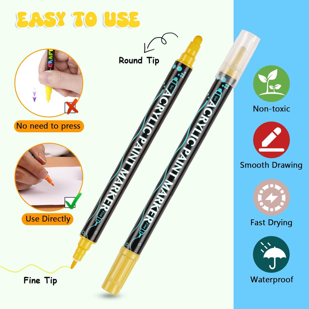 24 Colours Acrylic Paint Pens - Duel Tip